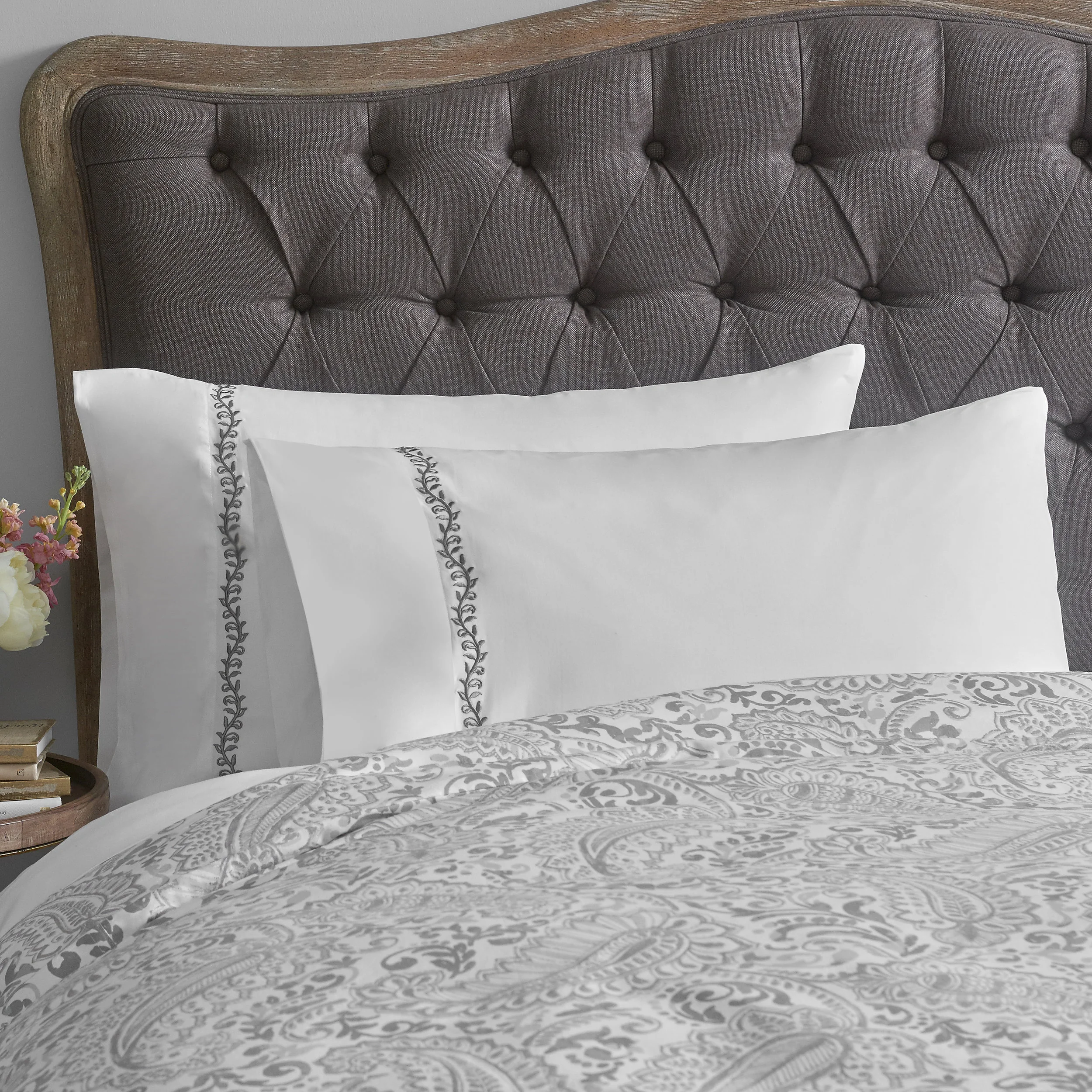 White embroidered clearance pillowcases